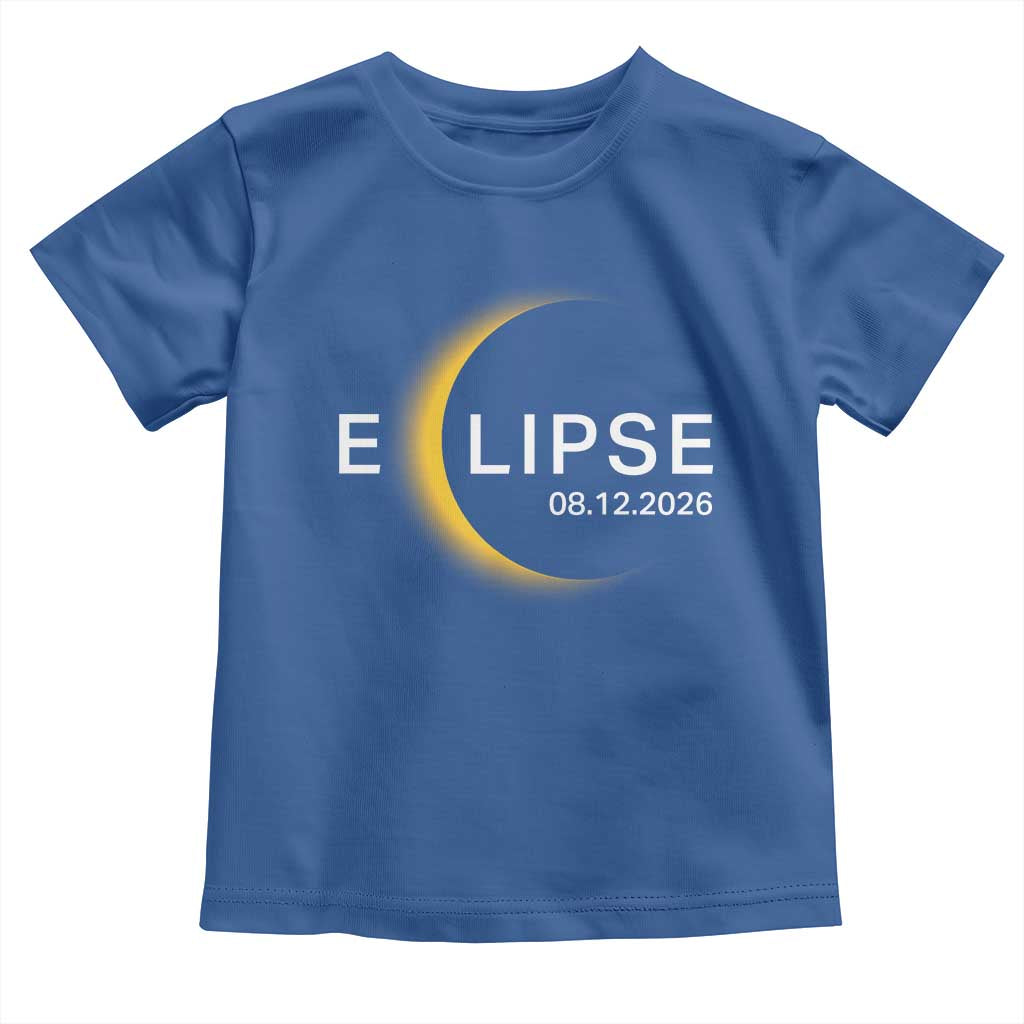 Minimalist 2026 Total Solar Eclipse Toddler T Shirt August 12 Totality Astronomy Souvenir TS02 Royal Blue Print Your Wear