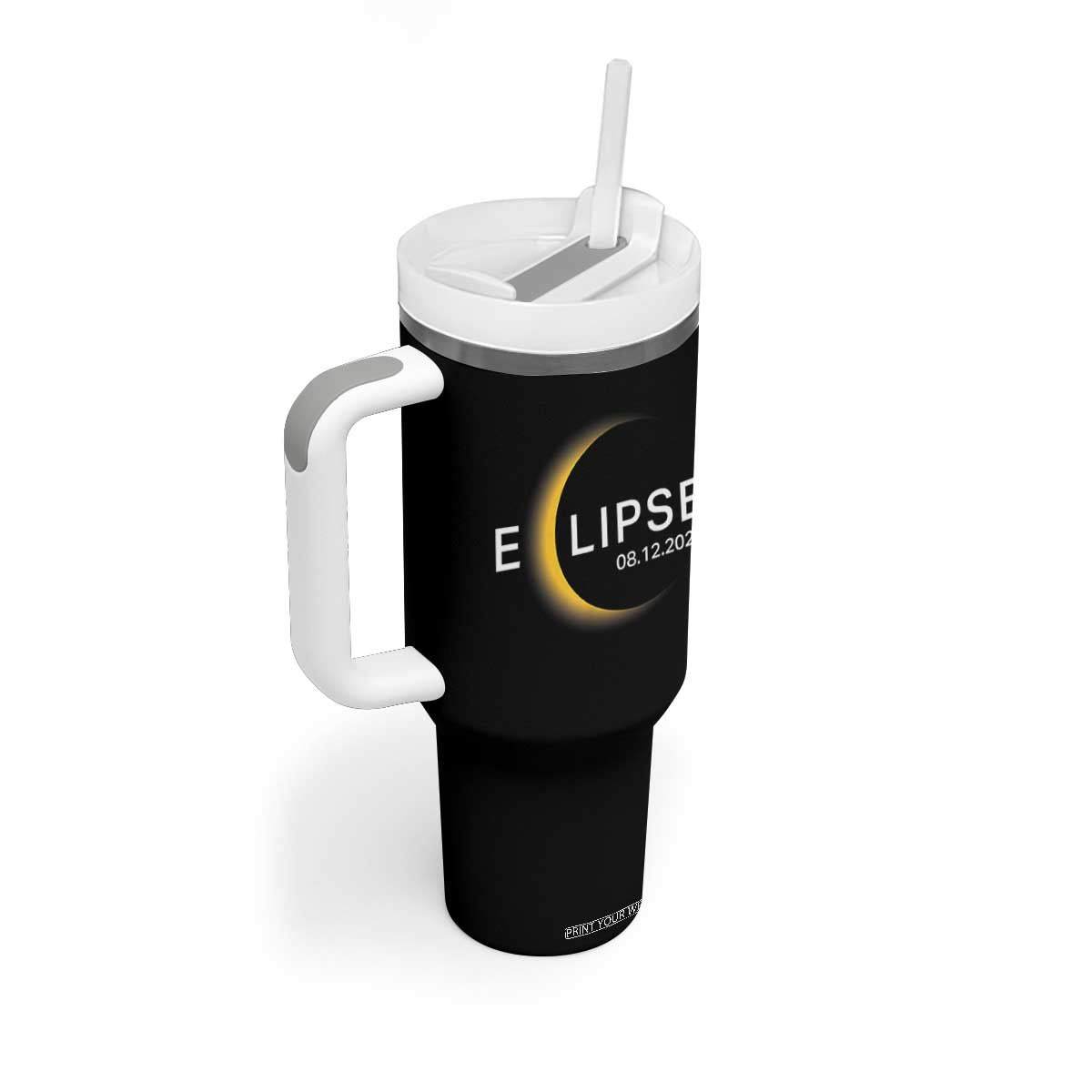 Minimalist 2026 Total Solar Eclipse Tumbler With Handle August 12 Totality Astronomy Souvenir TS02 Print Your Wear