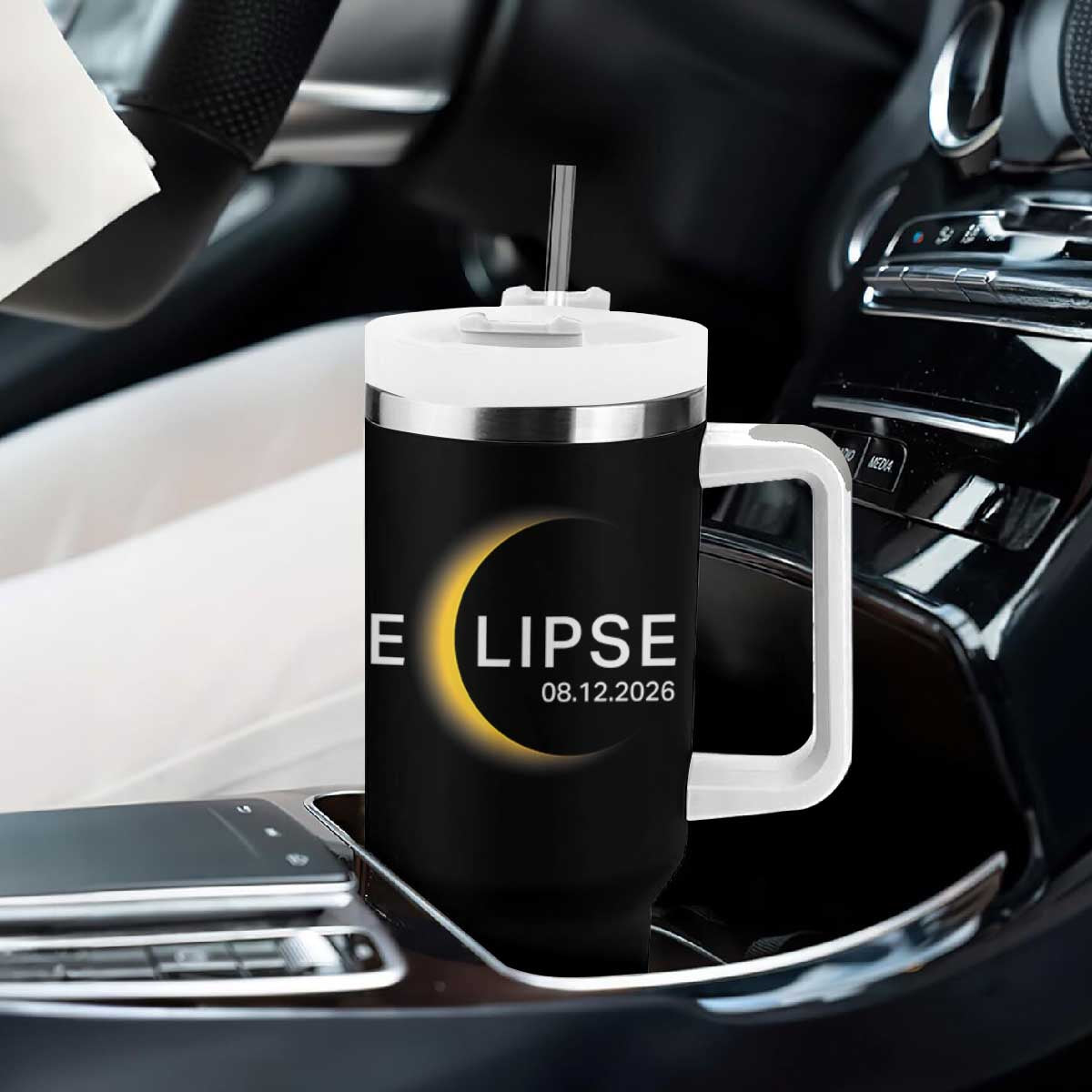 Minimalist 2026 Total Solar Eclipse Tumbler With Handle August 12 Totality Astronomy Souvenir TS02 Print Your Wear