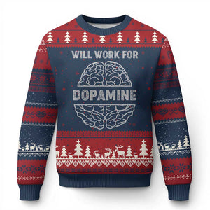 Parkinson's Awareness Ugly Christmas Sweater Work For Dopamine Parkinsons Warrior Support TS02 Navy Red Print Your Wear
