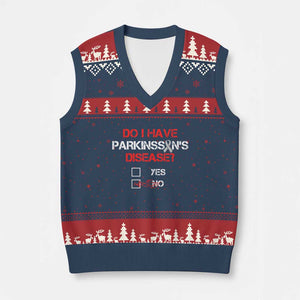 Parkinson's Awareness V-Neck Knit Sweater Vest Yes No Warrior Survivor Support TS02 Navy Red Print Your Wear