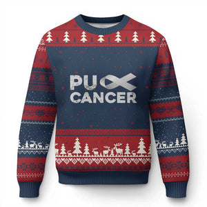Parkinson's Awareness Ugly Christmas Sweater Puck Farkinsons Parkinson's Silver Gray Ribbon TS02 Navy Red Print Your Wear