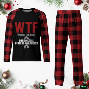Parkinson's Awareness Plaid Pajama Set WTF Winning The Fight Gray Ribbon Support Parkinsons Warriror TS02 Buffalo Plaid Print Your Wear