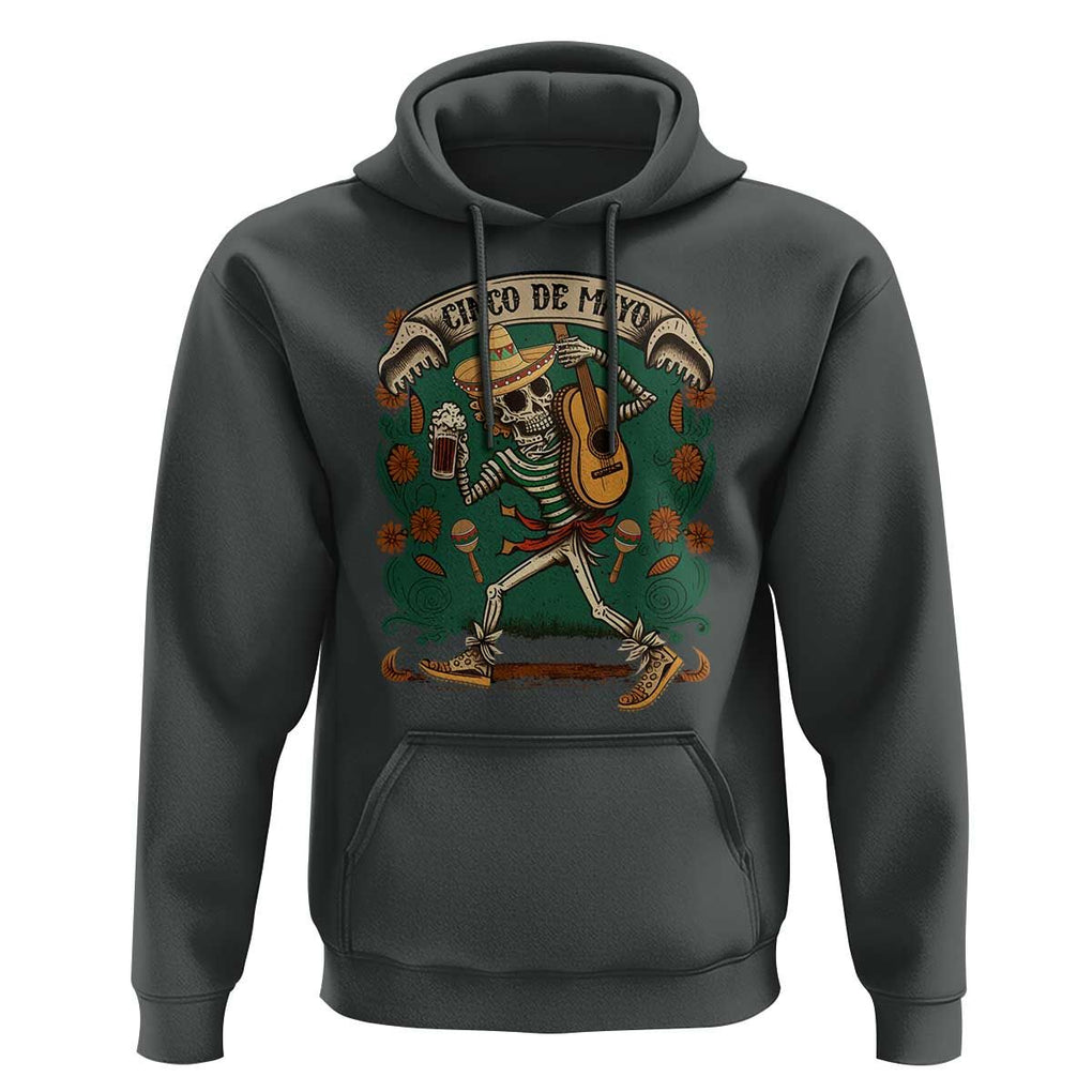 Mexican Skeleton Hoodie Let's Fiesta Cinco De Mayo Sugar Skull TS02 Dark Heather Print Your Wear