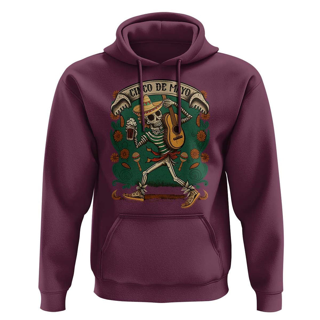 Mexican Skeleton Hoodie Let's Fiesta Cinco De Mayo Sugar Skull TS02 Maroon Print Your Wear