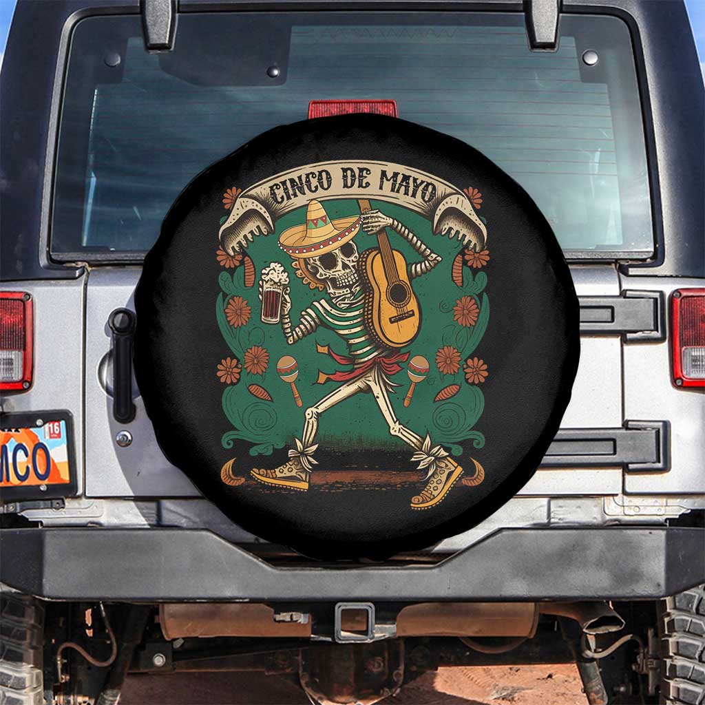Mexican Skeleton Spare Tire Cover Cinco De Mayo Let's Fiesta 5 De Mayo TS02 No hole Black Print Your Wear