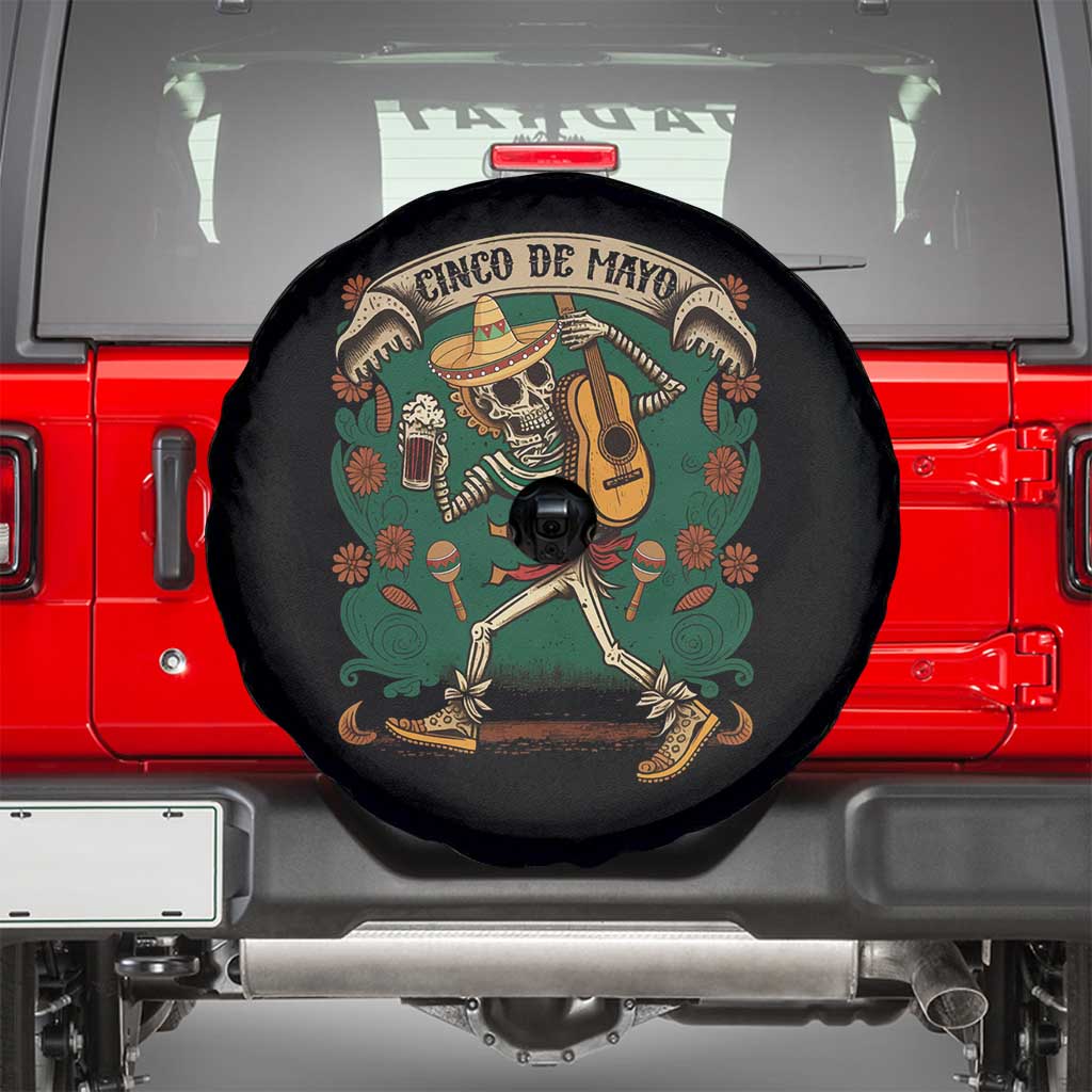 Mexican Skeleton Spare Tire Cover Cinco De Mayo Let's Fiesta 5 De Mayo TS02 Black Print Your Wear