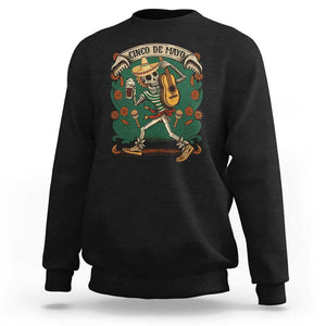Mexican Skeleton Sweatshirt Let's Fiesta Cinco De Mayo Sugar Skull TS02 Black Print Your Wear