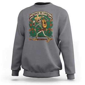Mexican Skeleton Sweatshirt Let's Fiesta Cinco De Mayo Sugar Skull TS02 Charcoal Print Your Wear