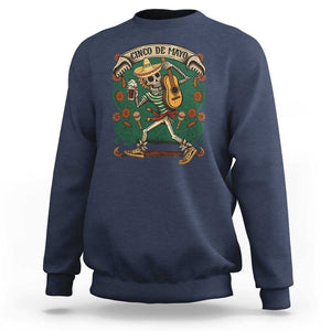 Mexican Skeleton Sweatshirt Let's Fiesta Cinco De Mayo Sugar Skull TS02 Navy Print Your Wear