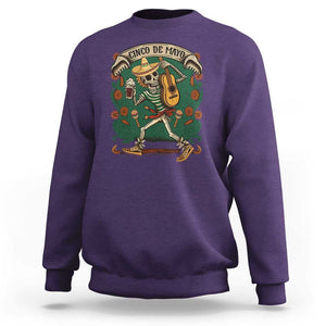 Mexican Skeleton Sweatshirt Let's Fiesta Cinco De Mayo Sugar Skull TS02 Purple Print Your Wear