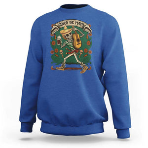 Mexican Skeleton Sweatshirt Let's Fiesta Cinco De Mayo Sugar Skull TS02 Royal Blue Print Your Wear