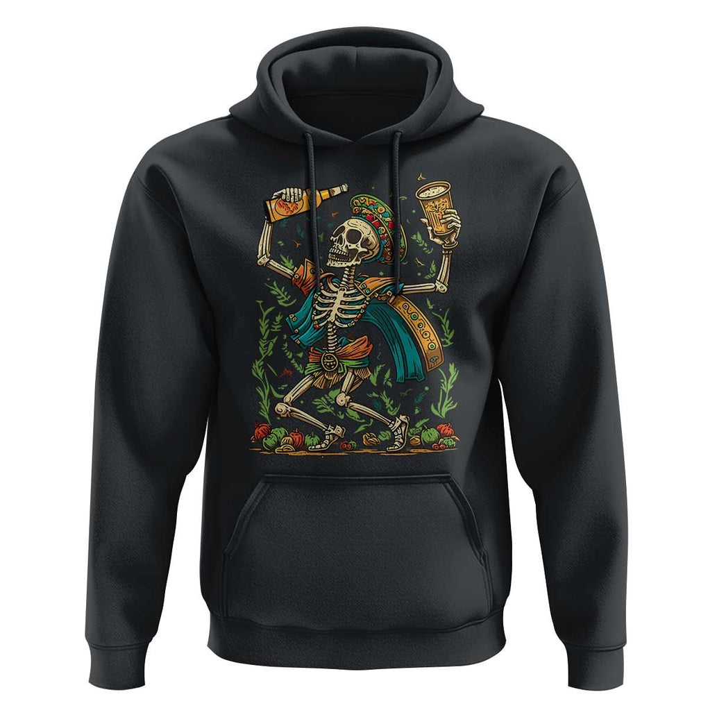 Mexican Drinking Skeleton Hoodie Sugar Skull Let's Fiesta TS02 Black Print Your Wear