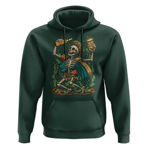 Mexican Drinking Skeleton Hoodie Sugar Skull Let's Fiesta TS02 Dark Forest Green Print Your Wear