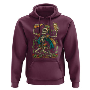 Mexican Drinking Skeleton Hoodie Sugar Skull Let's Fiesta TS02 Maroon Print Your Wear