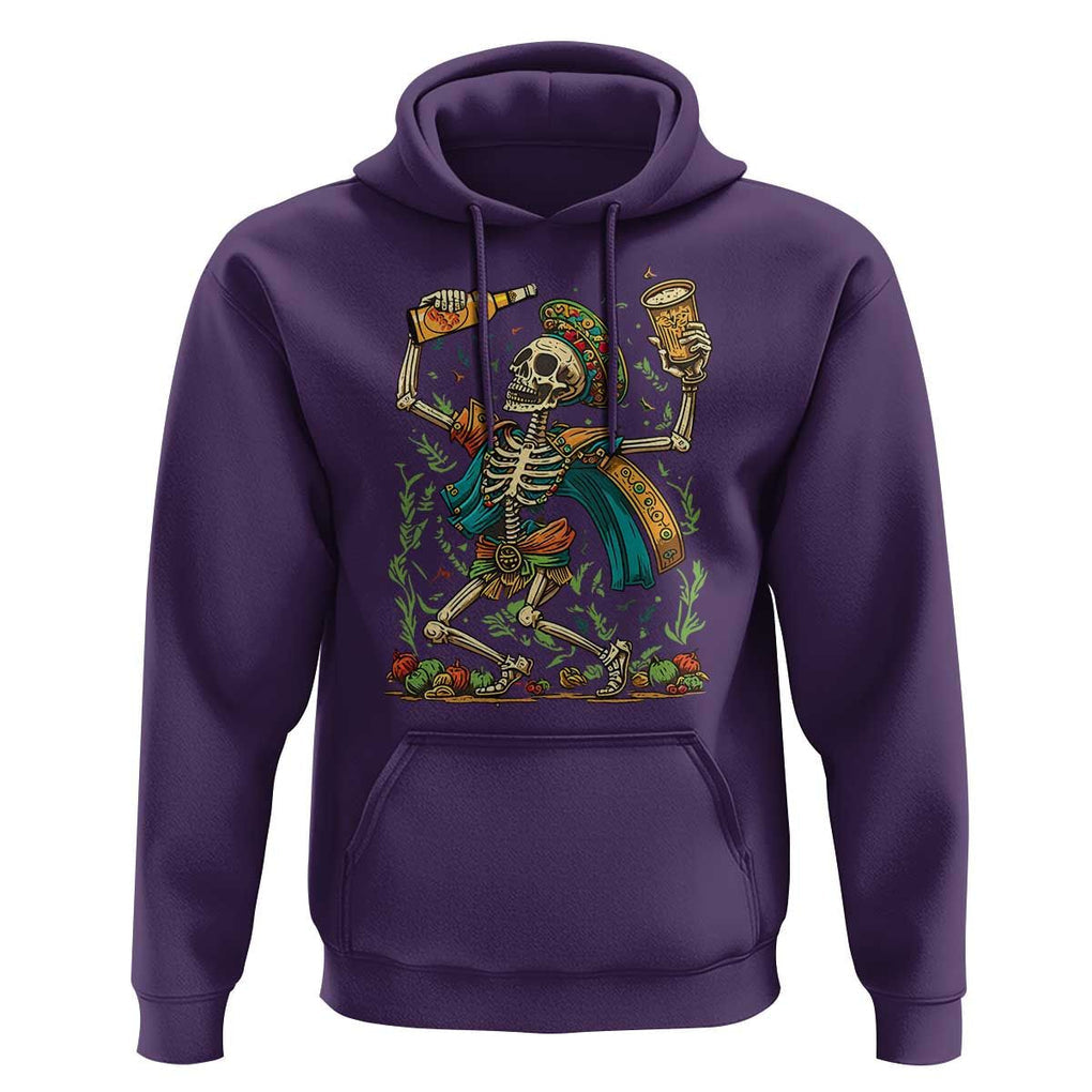 Mexican Drinking Skeleton Hoodie Sugar Skull Let's Fiesta TS02 Purple Print Your Wear