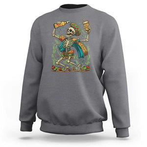 Mexican Drinking Skeleton Sweatshirt Sugar Skull Let's Fiesta TS02 Charcoal Print Your Wear
