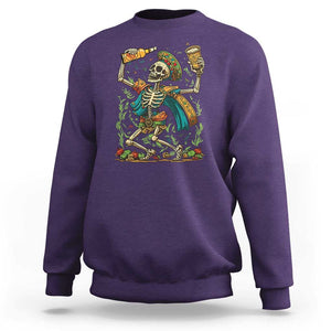 Mexican Drinking Skeleton Sweatshirt Sugar Skull Let's Fiesta TS02 Purple Print Your Wear