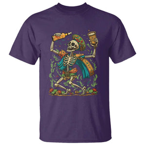Mexican Drinking Skeleton T Shirt Sugar Skull Let's Fiesta TS02 Purple Print Your Wear
