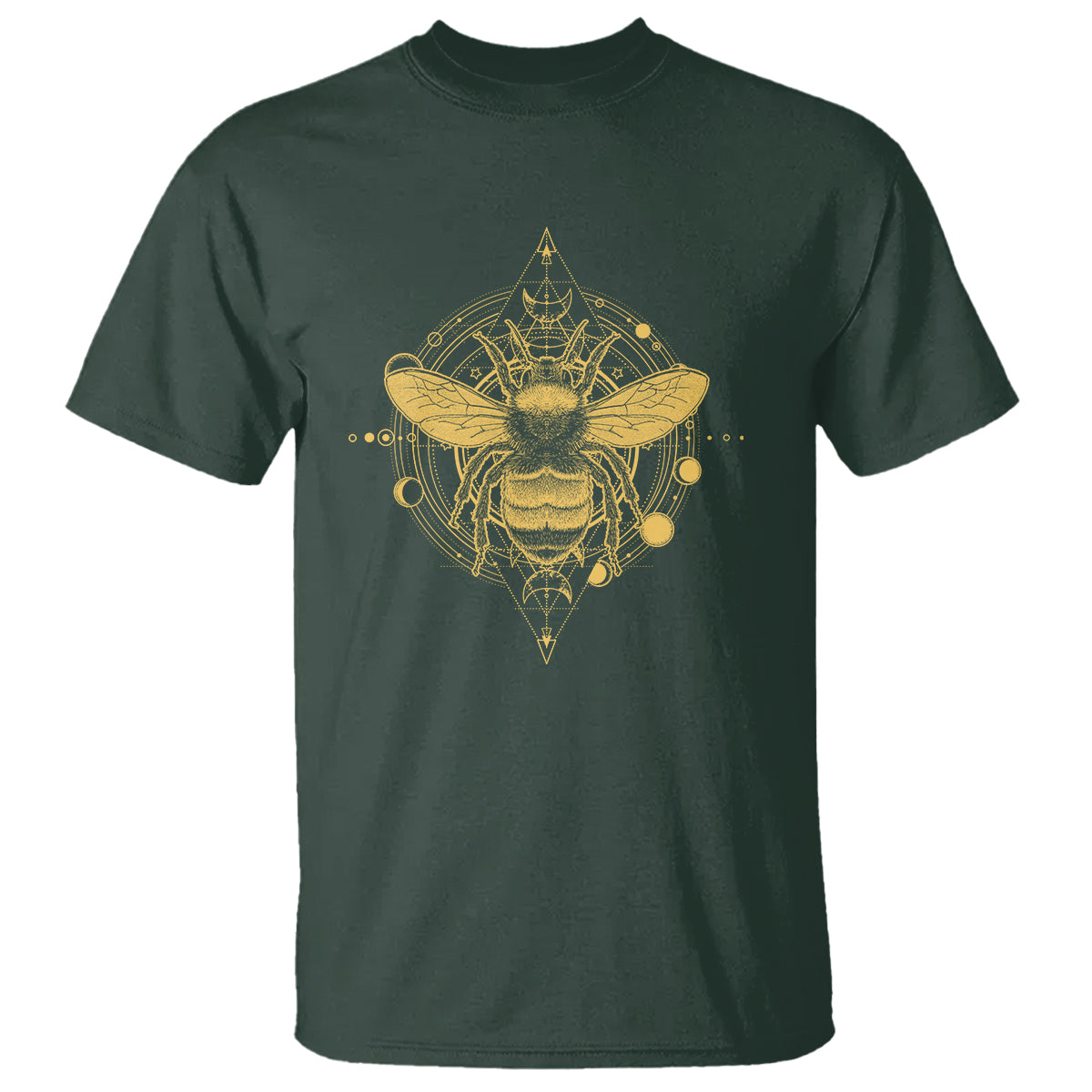 Celestial Entomology Bumblebee T Shirt Spiritual Bee Lover Geometric TS02 Dark Forest Green Print Your Wear