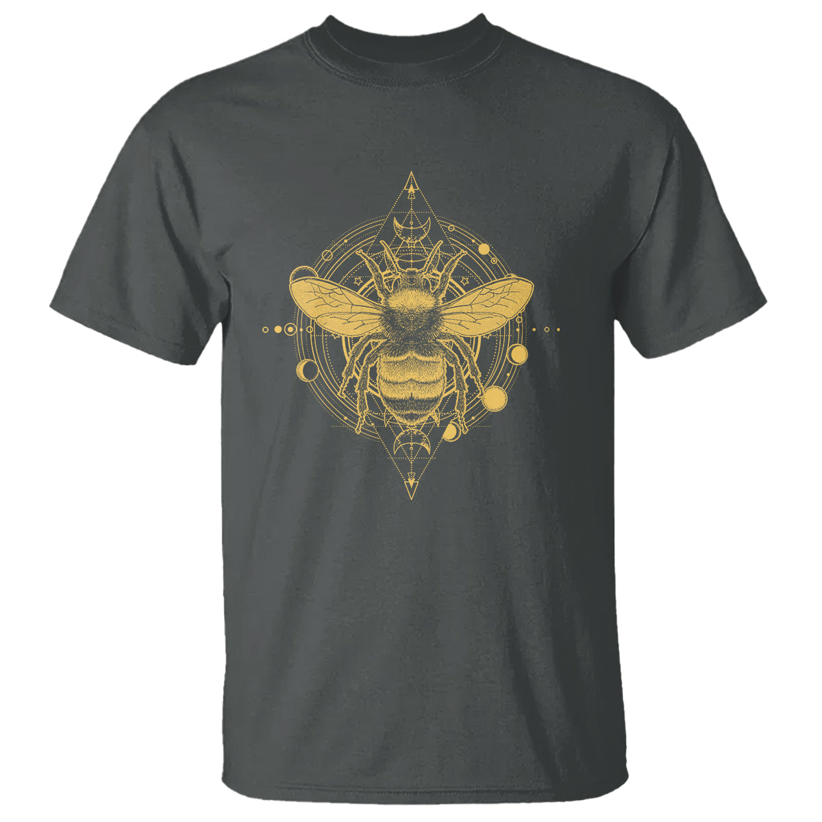 Celestial Entomology Bumblebee T Shirt Spiritual Bee Lover Geometric TS02 Dark Heather Print Your Wear