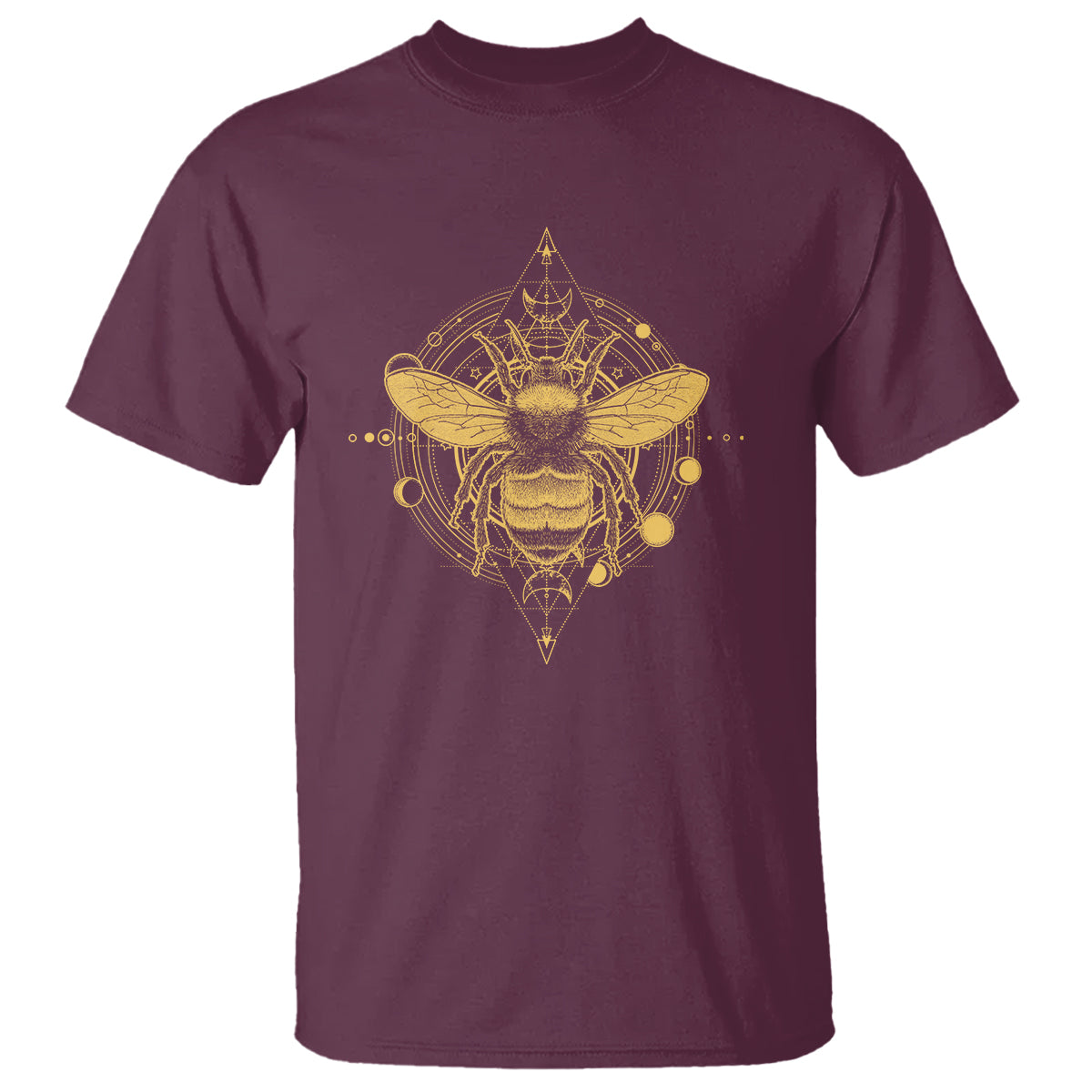 Celestial Entomology Bumblebee T Shirt Spiritual Bee Lover Geometric TS02 Maroon Print Your Wear