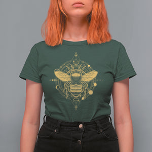Celestial Entomology Bumblebee T Shirt For Women Spiritual Bee Lover Geometric TS02 Dark Forest Green Printyourwear