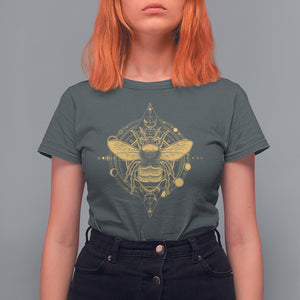 Celestial Entomology Bumblebee T Shirt For Women Spiritual Bee Lover Geometric TS02 Dark Heather Printyourwear