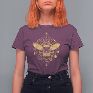 Celestial Entomology Bumblebee T Shirt For Women Spiritual Bee Lover Geometric TS02 Maroon Printyourwear
