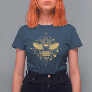Celestial Entomology Bumblebee T Shirt For Women Spiritual Bee Lover Geometric TS02 Navy Printyourwear