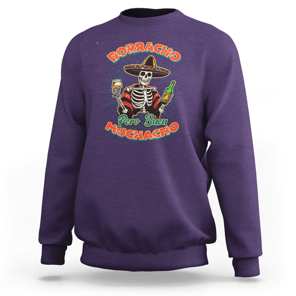 Funny Drinking Lover Spanish Sweatshirt Latino Borracho Pero Buen Muchacho TS02 Purple Print Your Wear