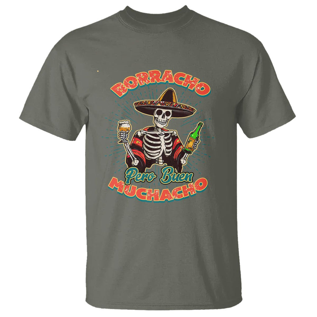 Funny Drinking Lover Spanish T Shirt Latino Borracho Pero Buen Muchacho TS02 Military Green Print Your Wear