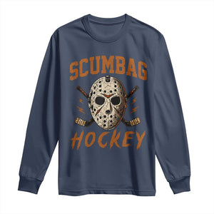 Scumbag Hockey Goalie Mask Distressed Sports Graphic Long Sleeve Shirt TS02 Navy Print Your Wear