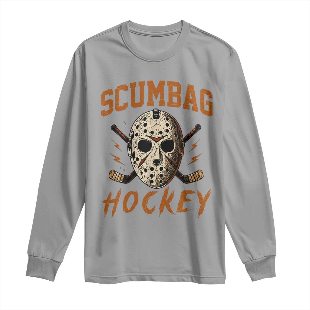 Scumbag Hockey Goalie Mask Distressed Sports Graphic Long Sleeve Shirt TS02 Sport Gray Print Your Wear