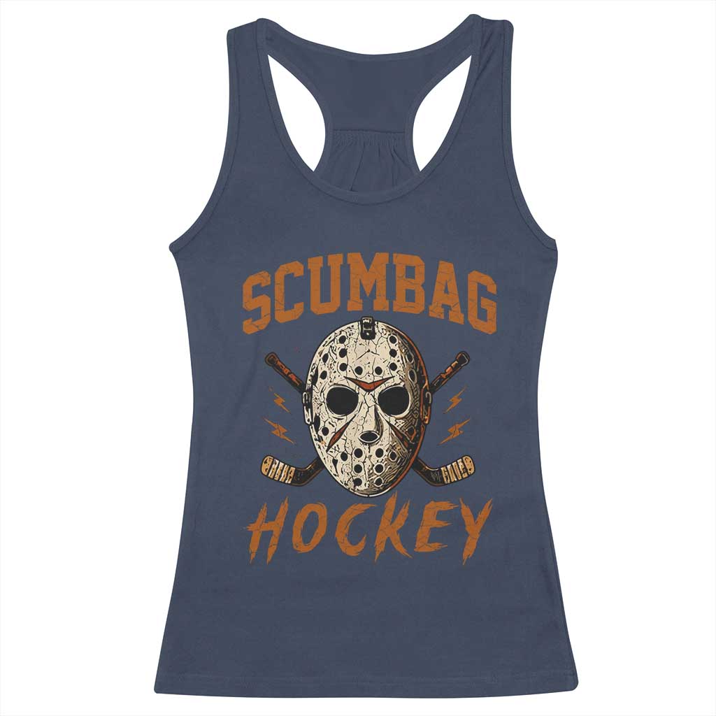Scumbag Hockey Goalie Mask Distressed Sports Graphic Racerback Tank Top TS02 Navy Print Your Wear