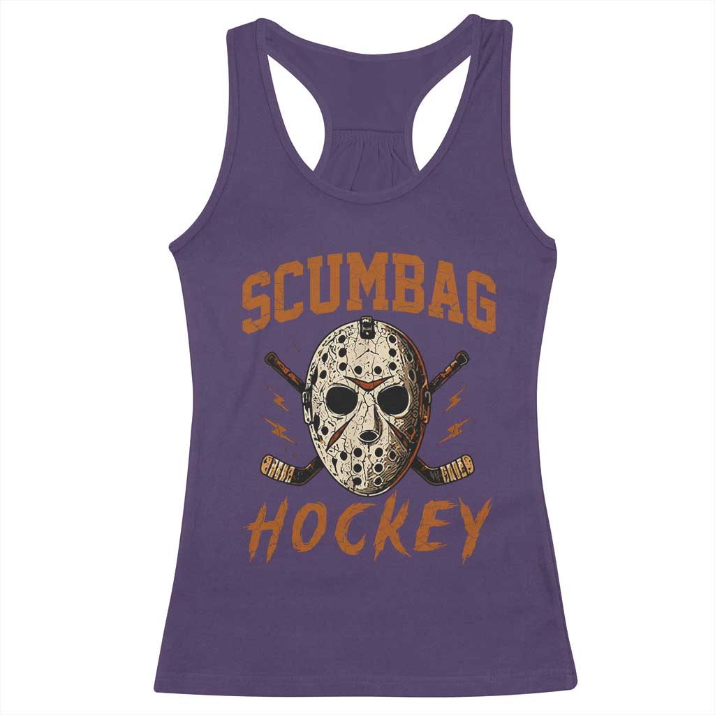 Scumbag Hockey Goalie Mask Distressed Sports Graphic Racerback Tank Top TS02 Purple Print Your Wear