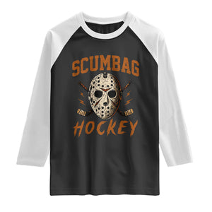 Scumbag Hockey Goalie Mask Distressed Sports Graphic Raglan Shirt TS02 Black White Print Your Wear