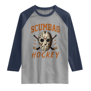 Scumbag Hockey Goalie Mask Distressed Sports Graphic Raglan Shirt TS02 Sport Gray Navy Print Your Wear