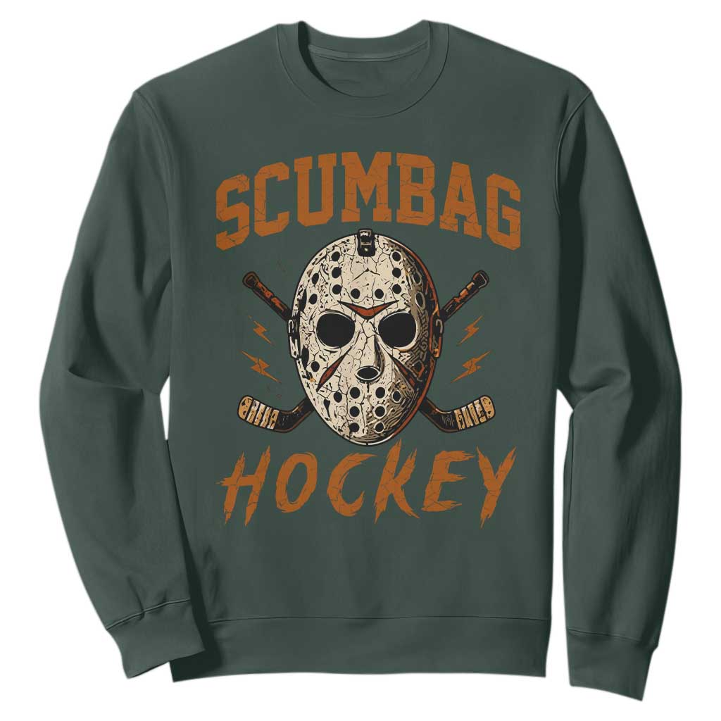 Scumbag Hockey Goalie Mask Distressed Sports Graphic Sweatshirt TS02 Dark Forest Green Print Your Wear