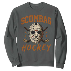 Scumbag Hockey Goalie Mask Distressed Sports Graphic Sweatshirt TS02 Dark Heather Print Your Wear