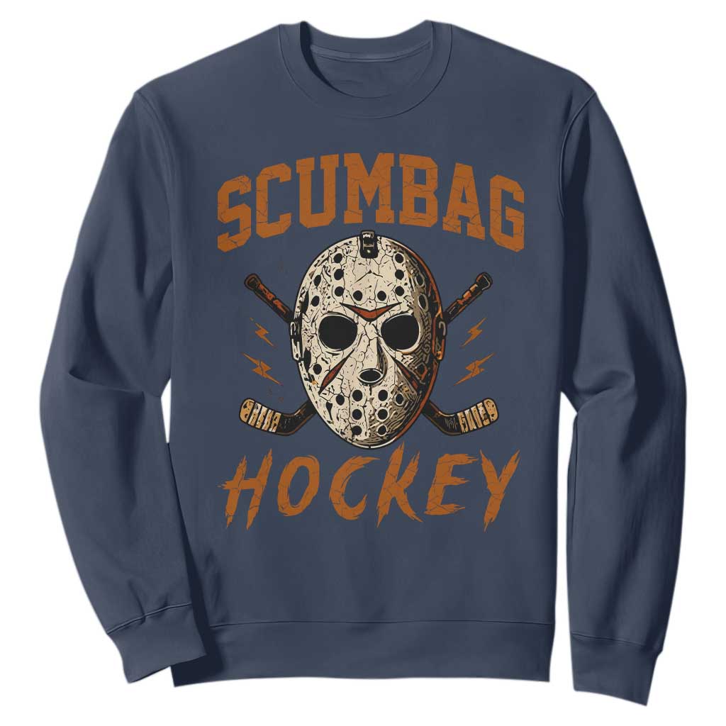 Scumbag Hockey Goalie Mask Distressed Sports Graphic Sweatshirt TS02 Navy Print Your Wear