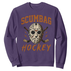Scumbag Hockey Goalie Mask Distressed Sports Graphic Sweatshirt TS02 Purple Print Your Wear