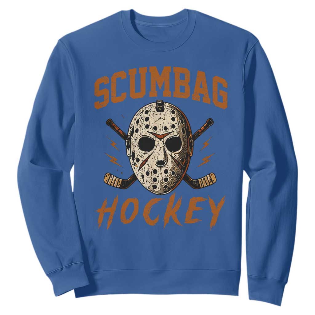 Scumbag Hockey Goalie Mask Distressed Sports Graphic Sweatshirt TS02 Royal Blue Print Your Wear