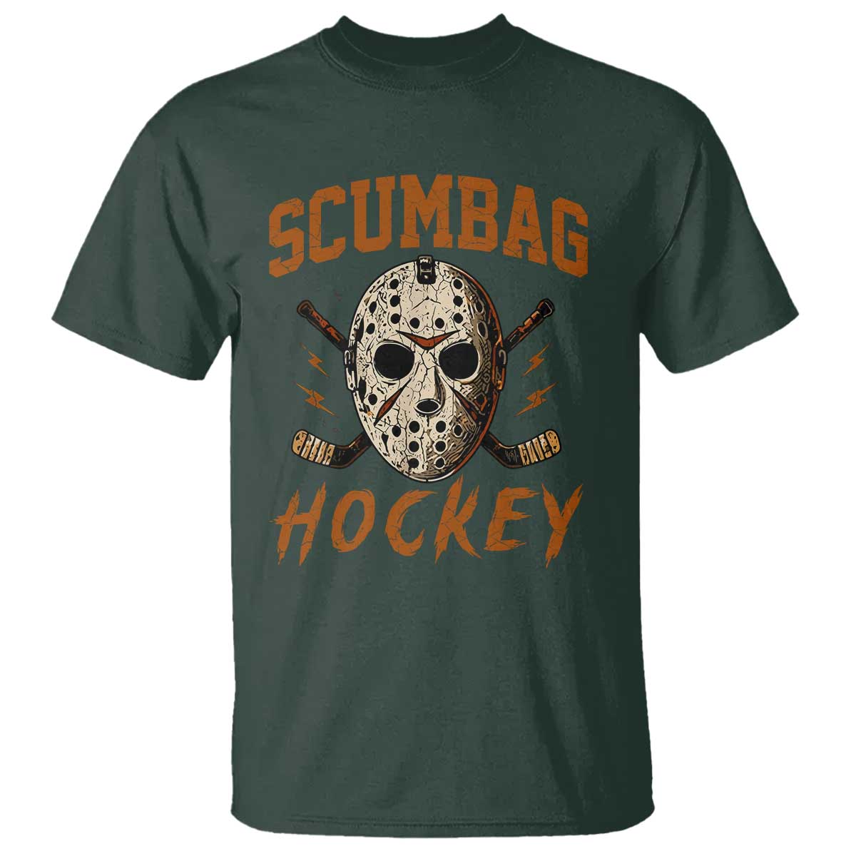 Scumbag Hockey Goalie Mask Distressed Sports Graphic T Shirt TS02 Dark Forest Green Print Your Wear