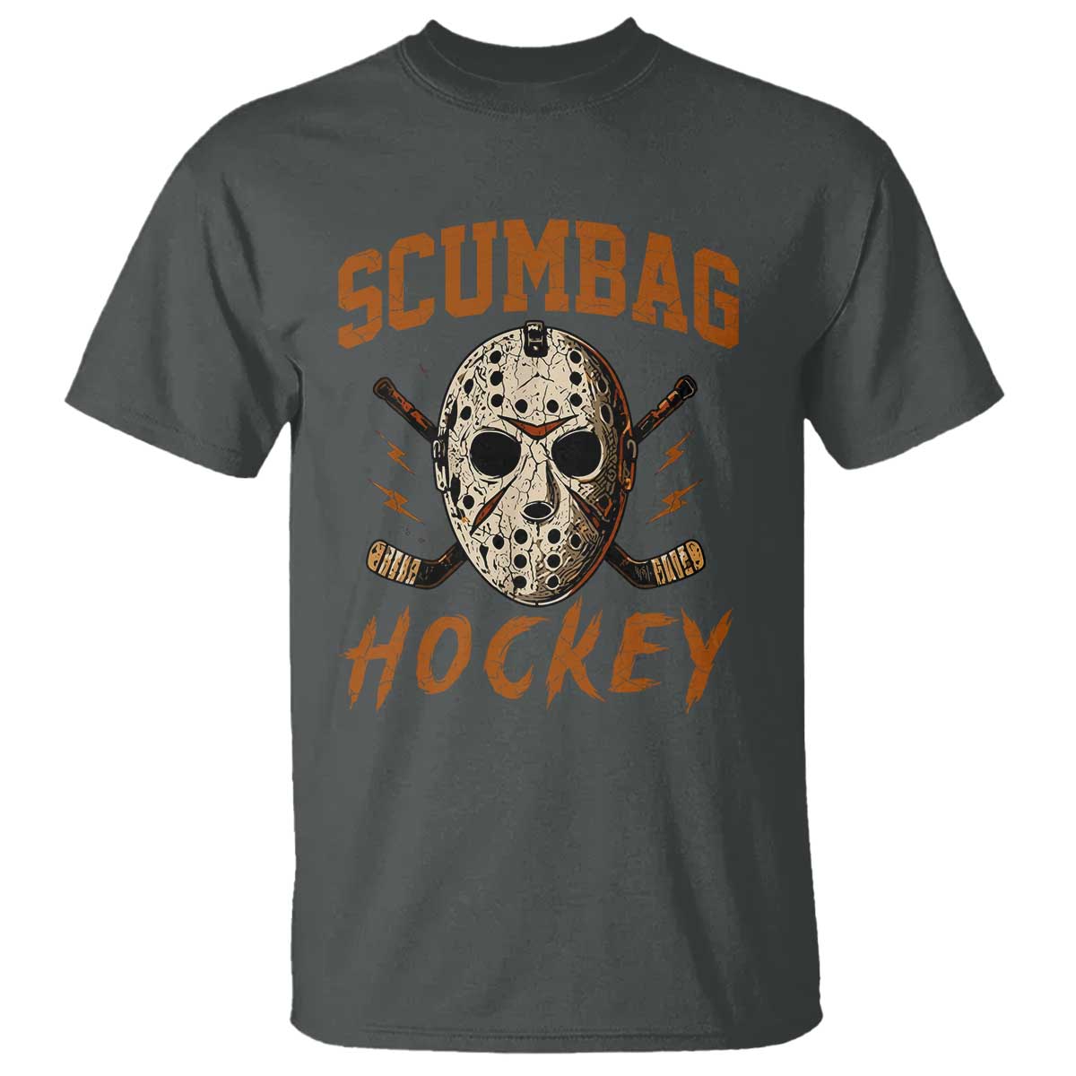 Scumbag Hockey Goalie Mask Distressed Sports Graphic T Shirt TS02 Dark Heather Print Your Wear