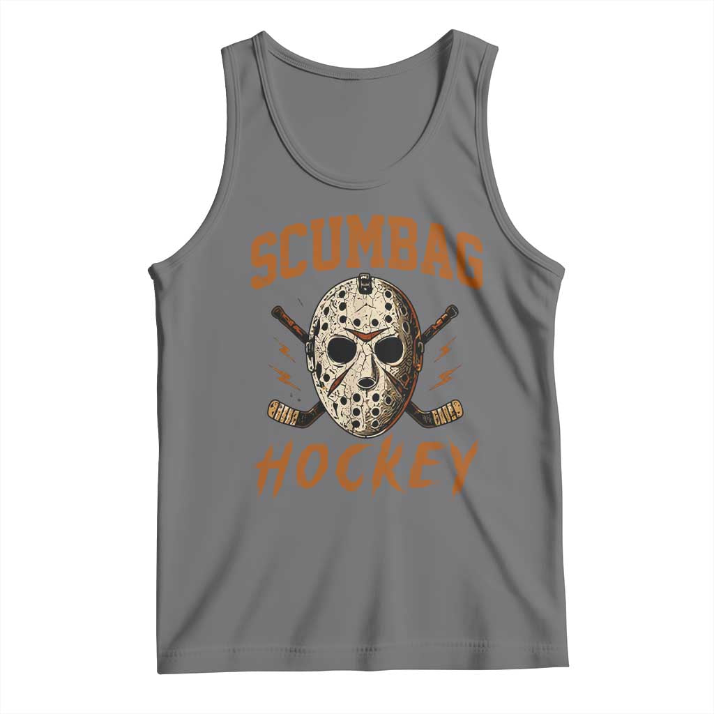 Scumbag Hockey Goalie Mask Distressed Sports Graphic Tank Top TS02 Black Heather Print Your Wear