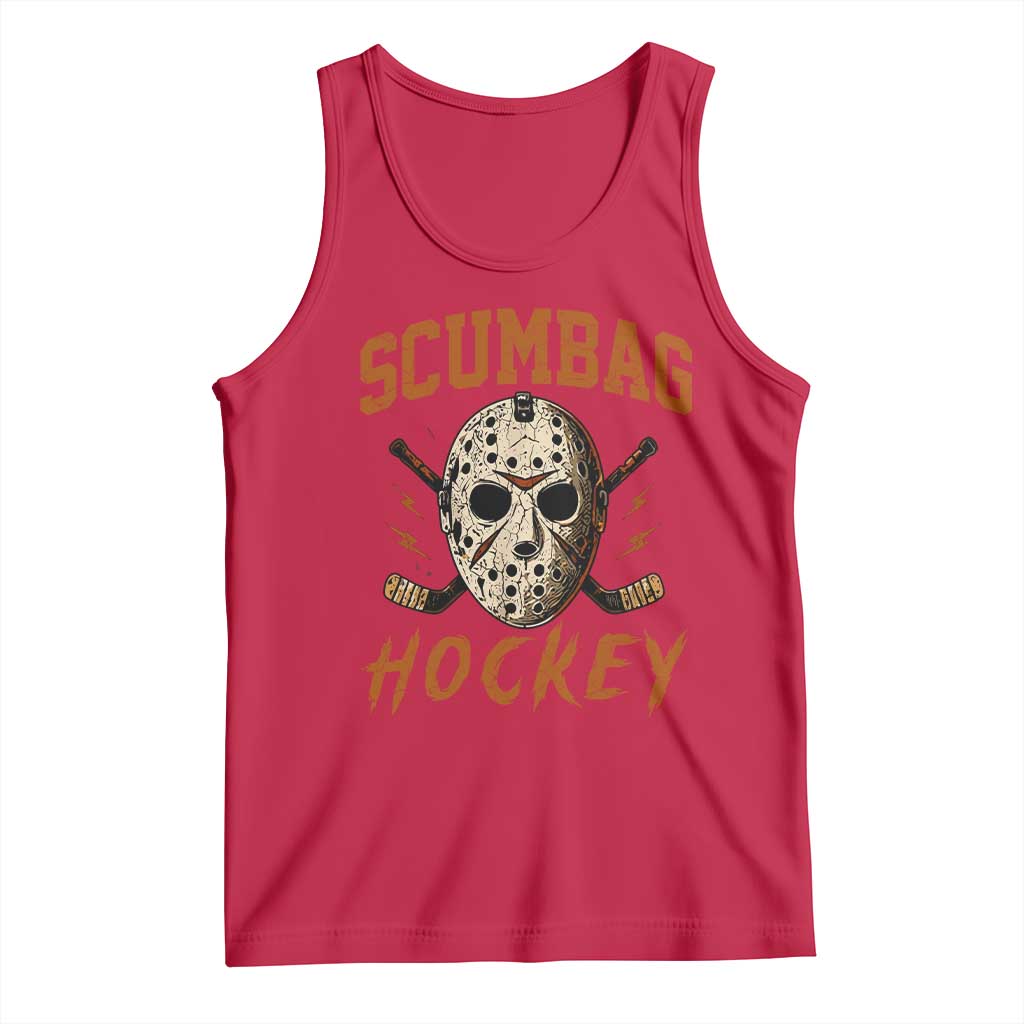 Scumbag Hockey Goalie Mask Distressed Sports Graphic Tank Top TS02 Red Print Your Wear