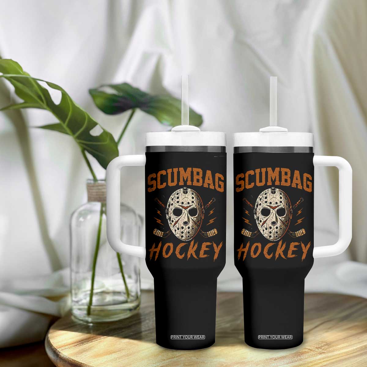 Scumbag Hockey Goalie Mask Distressed Sports Graphic Tumbler With Handle TS02 Print Your Wear