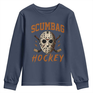 Scumbag Hockey Goalie Mask Distressed Sports Graphic Youth Sweatshirt TS02 Navy Print Your Wear