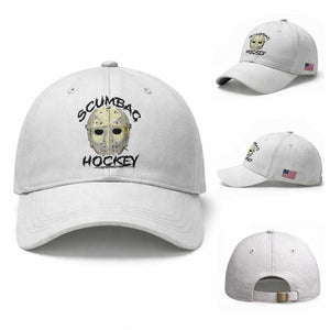 Scumbag Hockey Goalie Mask Vintage Graphic Baseball Cap TS02 Baseball Cap Universal Fit White Print Your Wear